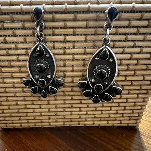 Mexican Sterling Silver Onyx Silver Earrings